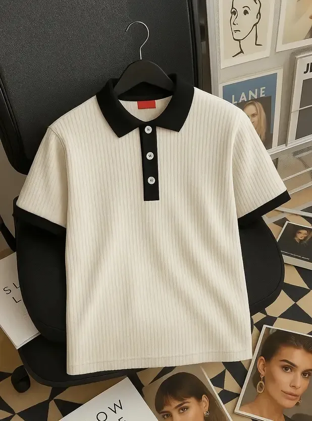 Men Self Design Zip Neck Cotton Blend White T-Shirt (S)